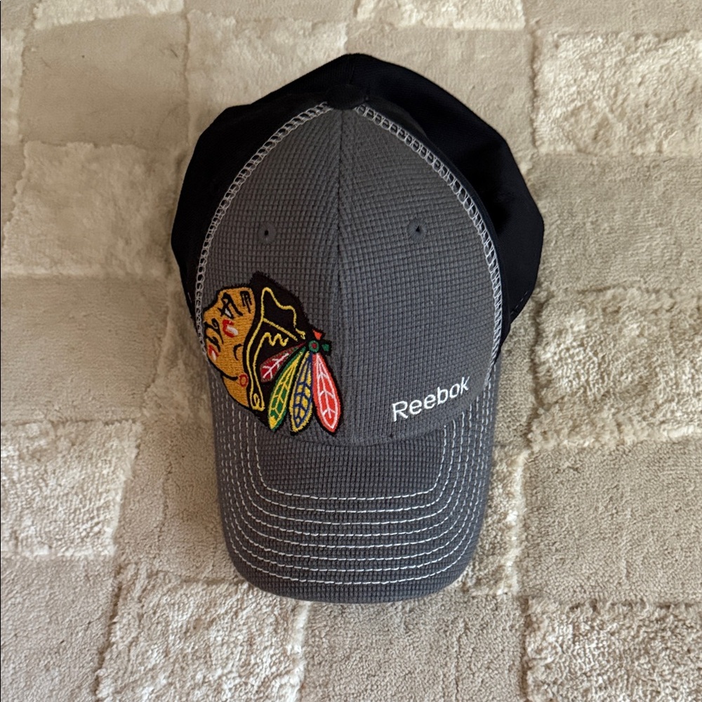 Reebok Black and Gray Cap with Embroidered Design
